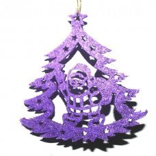 Χριστουγεννιάτικο Κρεμαστό Τσόχινο Δεντράκι, Μωβ με Άγιο Βασίλη (10cm)