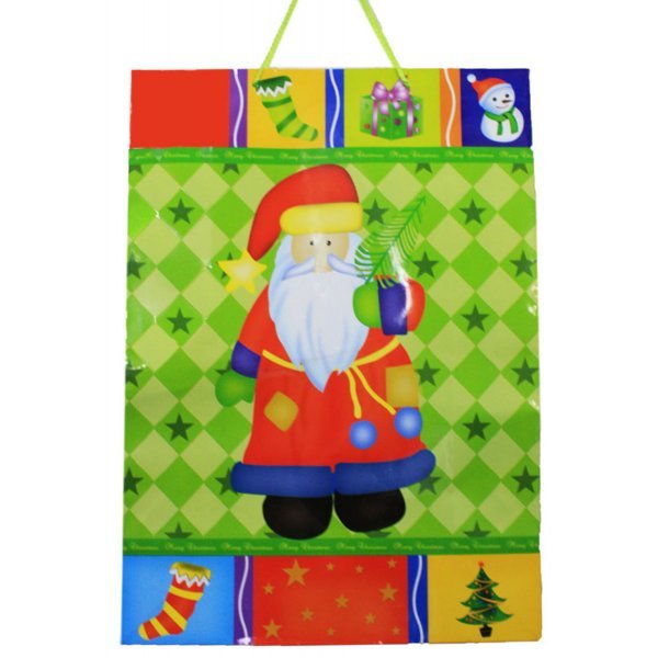 Χριστουγεννιάτικη Σακούλα Δώρου, με Άγιο Βασίλη και Δωράκια (55cm)