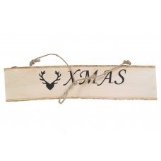 Χριστουγεννιάτικη Διακοσμητική Ξύλινη Ταμπέλα, με Επιγραφή και Τάρανδο (10x35cm)