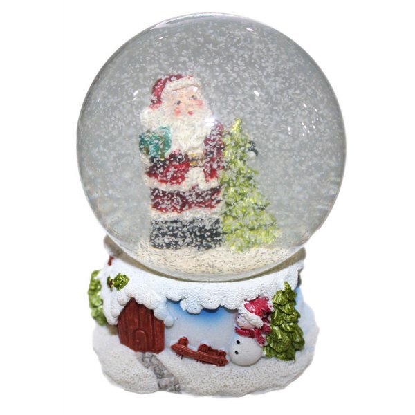 Χριστουγεννιάτικη Διακοσμητική Χιονόμπαλα, με Άγιο Βασίλη και Δεντράκι (12cm)
