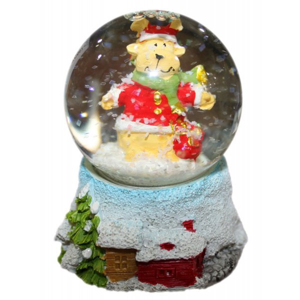 Χριστουγεννιάτικη Διακοσμητική Χιονόμπαλα, με Τάρανδο και Σάκο με Δώρα (8cm)