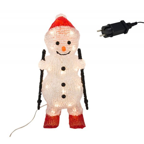 Χριστουγεννιάτικος Χιονάνθρωπος Σκιέρ, με Κόκκινο Σκούφο και 30 LED (30cm)