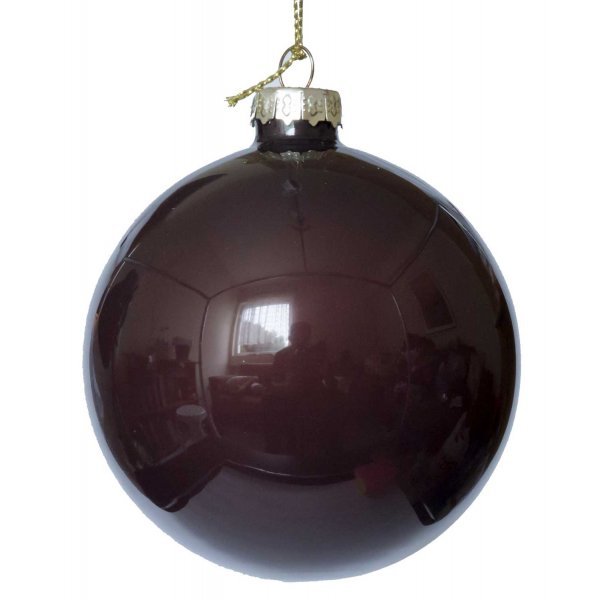 Χριστουγεννιάτικη Γυάλινη Μπάλα Καφέ Σκούρο (8cm)