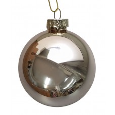 Χριστουγεννιάτικη Γυάλινη Μπάλα Ασημί Γυαλιστερή (8cm)