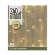 Κουρτίνα LED Εξωτερικού Χώρου, με 240 Λευκά Θερμά Φωτάκια και Διάφανο Καλώδιο (2,25x1,5m)