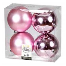 Χριστουγεννιάτικες Μπάλες Ροζ - Σετ 4 τεμ. (10cm)