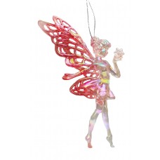 Χριστουγεννιάτικη Ακρυλική Νεράιδα Ροζ (14cm)