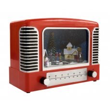 Χριστουγεννιάτικο Διακοσμητικό Ραδιόφωνο Κόκκινο με Πολύχρωμο LED και Ήχο (20cm)
