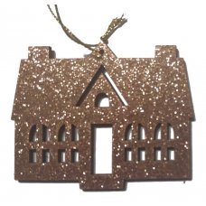 Χριστουγεννιάτικo Ξύλινο Σπιτάκι Μπρονζέ (8cm)