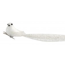 Χριστουγεννιάτικο Πουλάκι Λευκό με Μανταλάκι (36cm)