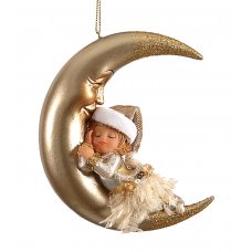 Χριστουγεννιάτικo Μωρό σε Φεγγάρι Χρυσό (12cm)