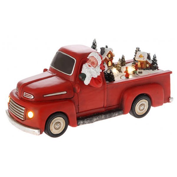 Χριστουγεννιάτικο Διακοσμητικό Κεραμικό Αυτοκινητάκι, με Άγιο Βασίλη, Ήχο και LED (29cm)