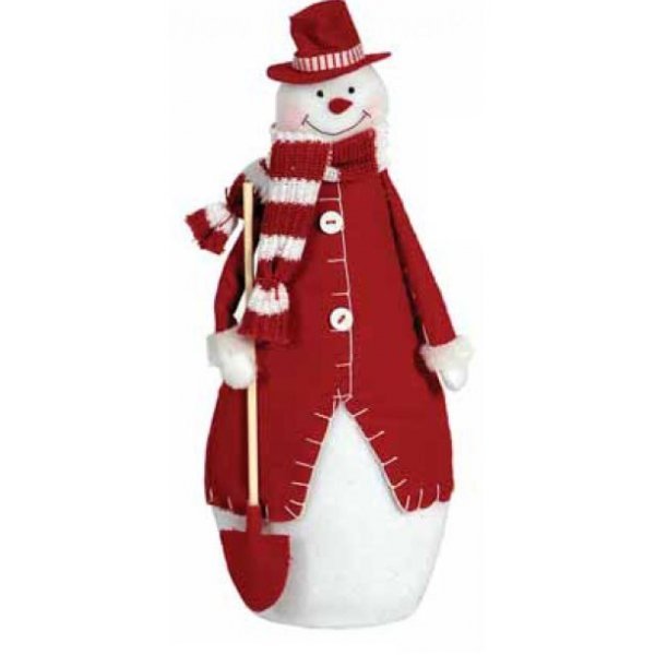 Χριστουγεννιάτικος Διακοσμητικός Χιονάνθρωπος, με Κόκκινο Παλτό (52cm)
