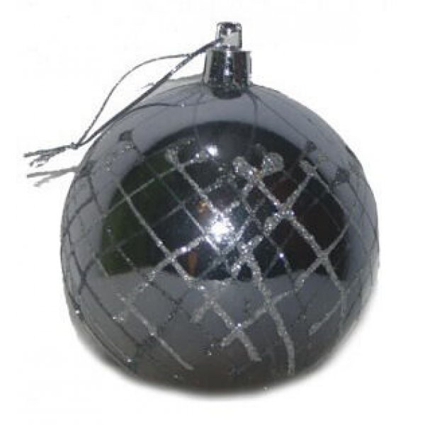 Χριστουγεννιάτικη Μπάλα Ασημί, με Σχέδια από Στρας (10cm)