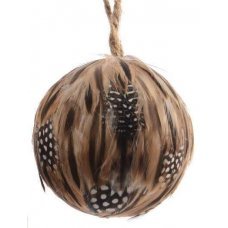 Χριστουγεννιάτικη Μπάλα με Φτερά, Καφέ και Πουά (9cm)