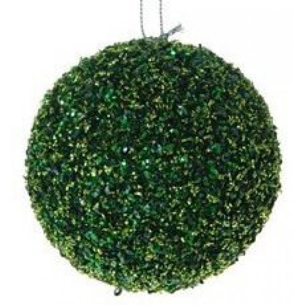 Χριστουγεννιάτικη Πράσινη Μπάλα, με Στρας (8cm)