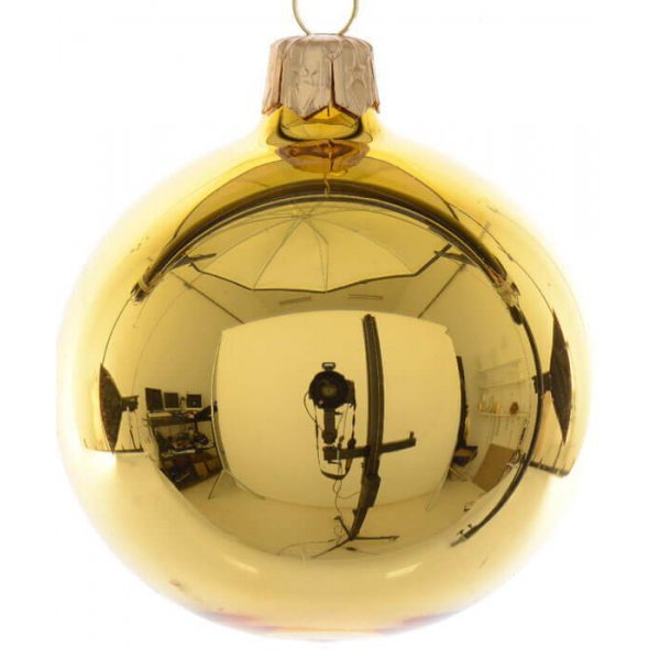 Χριστουγεννιάτικη Γυάλινη Μπάλα Χρυσή Γυαλιστερή (8cm)