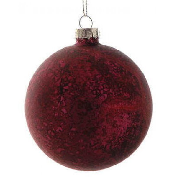 Χριστουγεννιάτικη Γυάλινη Μπάλα Κόκκινη, Αντίκα (10cm)