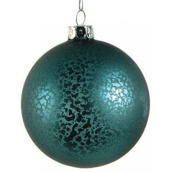 Χριστουγεννιάτικη Γυάλινη Μπάλα Μπλε, Αντίκα (8cm)