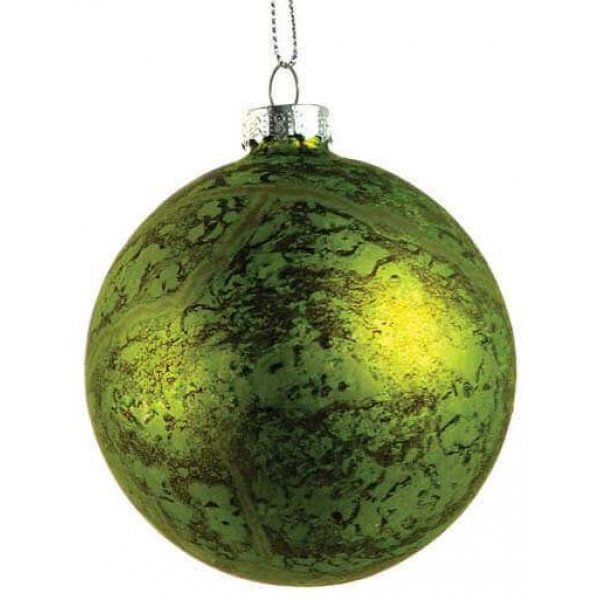 Χριστουγεννιάτικη Γυάλινη Μπάλα Πράσινη, Αντίκα (8cm)