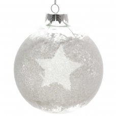 Χριστουγεννιάτικη Γυάλινη Μπάλα Διάφανη, με Αστέρι (10cm)