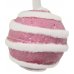 Χριστουγεννιάτικη Μπάλα Ροζ με Λευκές Ρίγες (8cm)