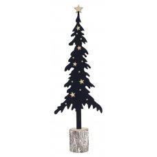 Χριστουγεννιάτικο Διακοσμητικό Κυπαρίσσι Μαύρο με Αστέρια (53cm)