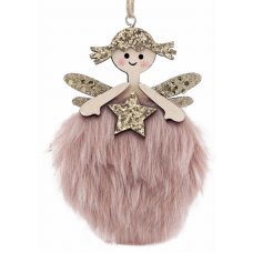 Χριστουγεννιάτικο Ξύλινο Αγγελάκι Ροζ (20cm)