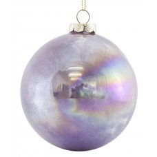 Χριστουγεννιάτικες Γυάλινες Μπάλες Μωβ Ιριδίζουσες - Σετ 4 τεμ. (10cm)