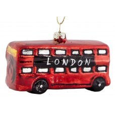 Χριστουγεννιάτικo Γυάλινo Λεωφορείο Κόκκινο (9cm)