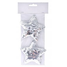 Χριστουγεννιάτικα Αστέρια Ασημί με Πούλιες - Σετ 2 τεμ. (10cm)