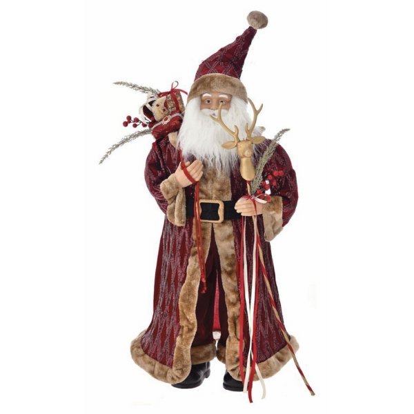Χριστουγεννιάτικος Διακοσμητικός Άγιος Βασίλης Βελούδινος Κόκκινος (95cm)