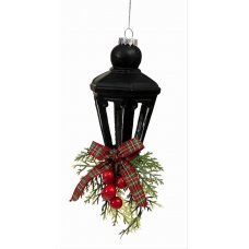 Χριστουγεννιάτικο Γυάλινο Φανάρι Μαύρο (30cm)