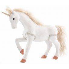 Χριστουγεννιάτικος Βελούδινος Διακοσμητικός Μονόκερος Λευκός (35cm) 