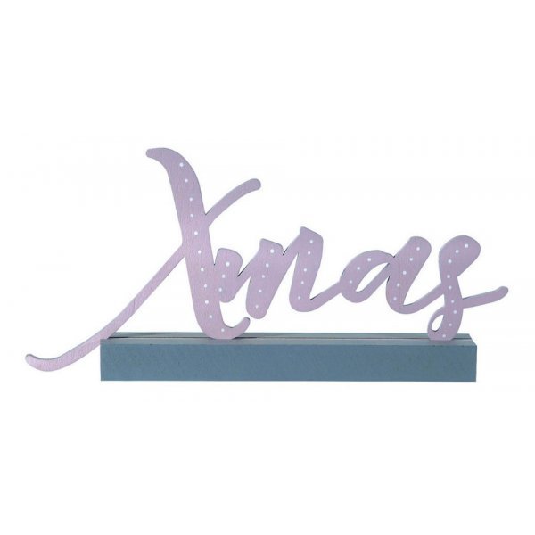 Χριστουγεννιάτικο Διακοσμητικό Ξύλινο ''XMAS'' Ροζ (33cm)