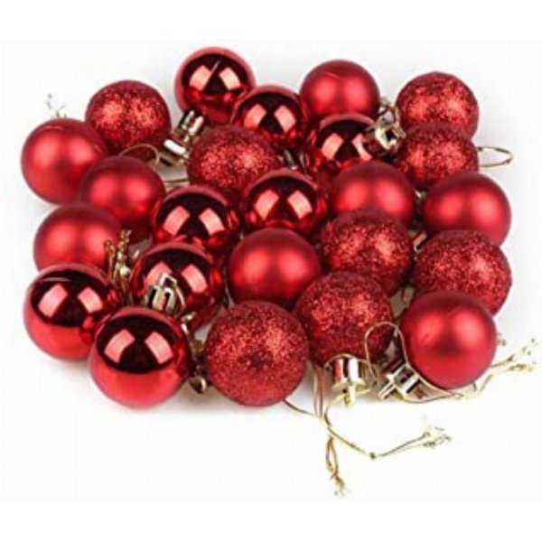 Χριστουγεννιάτικες Μπάλες Κόκκινες Διαφόρων Μεγεθών - Σετ 46 τεμ.