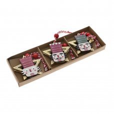 Χριστουγεννιάτικος Ξύλινος Καρυοθραύστης με Αστέρι - Σετ 6 τεμ. (5,5cm)