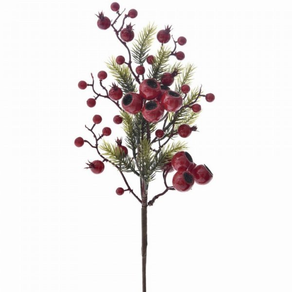 Χριστουγεννιάτικο Λουλούδι Κόκκινο με Μικρά και Μεγάλα Berries (38cm)