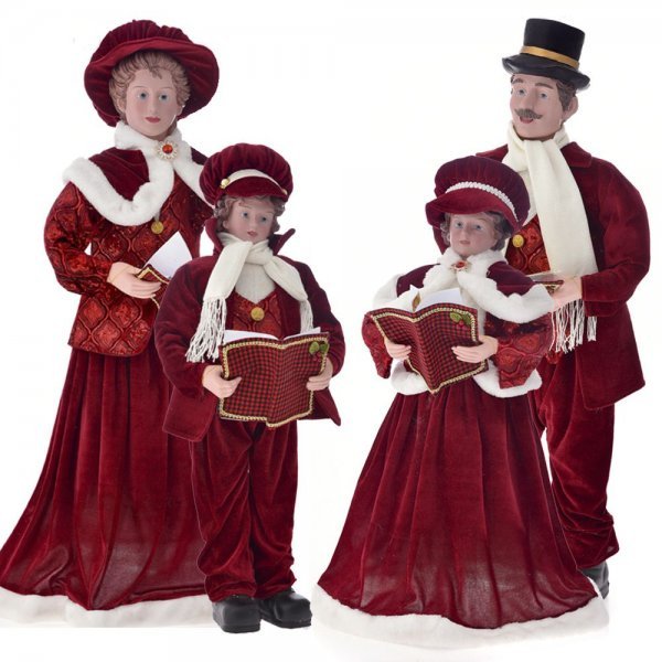 Χριστουγεννιάτικη Διακοσμητική Βελούδινη Οικογένεια - Σετ 4 τεμ. (95cm)