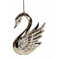 Χριστουγεννιάτικος Ακρυλικός Κύκνος με Σαμπανί Γκλίτερ (10,2cm)