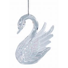 Χριστουγεννιάτικος Ακρυλικός Κύκνος με Λευκό Γκλίτερ (10,2cm)