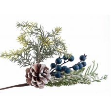 Χριστουγεννιάτικο Κλαδί με Μούρα και Κουκουνάρι (30cm)