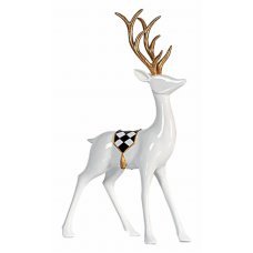 Χριστουγεννιάτικος Διακοσμητικός Τάρανδος Λευκός με Χρυσά Κέρατα (33cm)