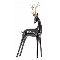 Χριστουγεννιάτικο Διακοσμητικό Ελάφι Μαύρο με Χρυσά Κέρατα  (40cm)