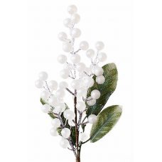 Χριστουγεννιάτικο Διακοσμητικό Κλαδί με Λευκά Μπιλάκια (35cm)