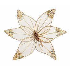 Χριστουγεννιάτικο Λουλούδι Διάφανο Σαμπανί με Γκλίτερ (30cm)