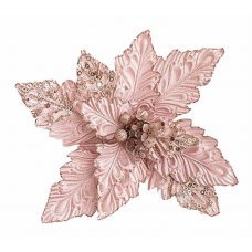 Χριστουγεννιάτικο Λουλούδι Ροζ Αλεξανδρινό με Γκλίτερ (50cm)