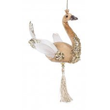 Χριστουγεννιάτικος Βελούδινος Κύκνος Μόκα (22 cm)