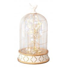 Χριστουγεννιάτικος Διακοσμητικός Θόλος Κλουβί με LED Λευκός (24cm)