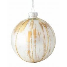 Χριστουγεννιάτικες Γυάλινες Μπάλες Σαμπανί με Γκλίτερ Γραμμές - Σετ 4 τεμ. (10cm)